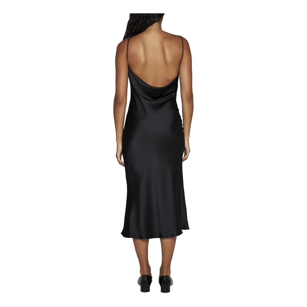 Blanca Vita Satijnafgewerkte Gedrapeerde Jurk Black Dames