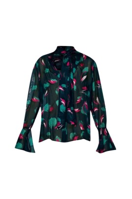 blue-v-neck-blouse-with-ruffles