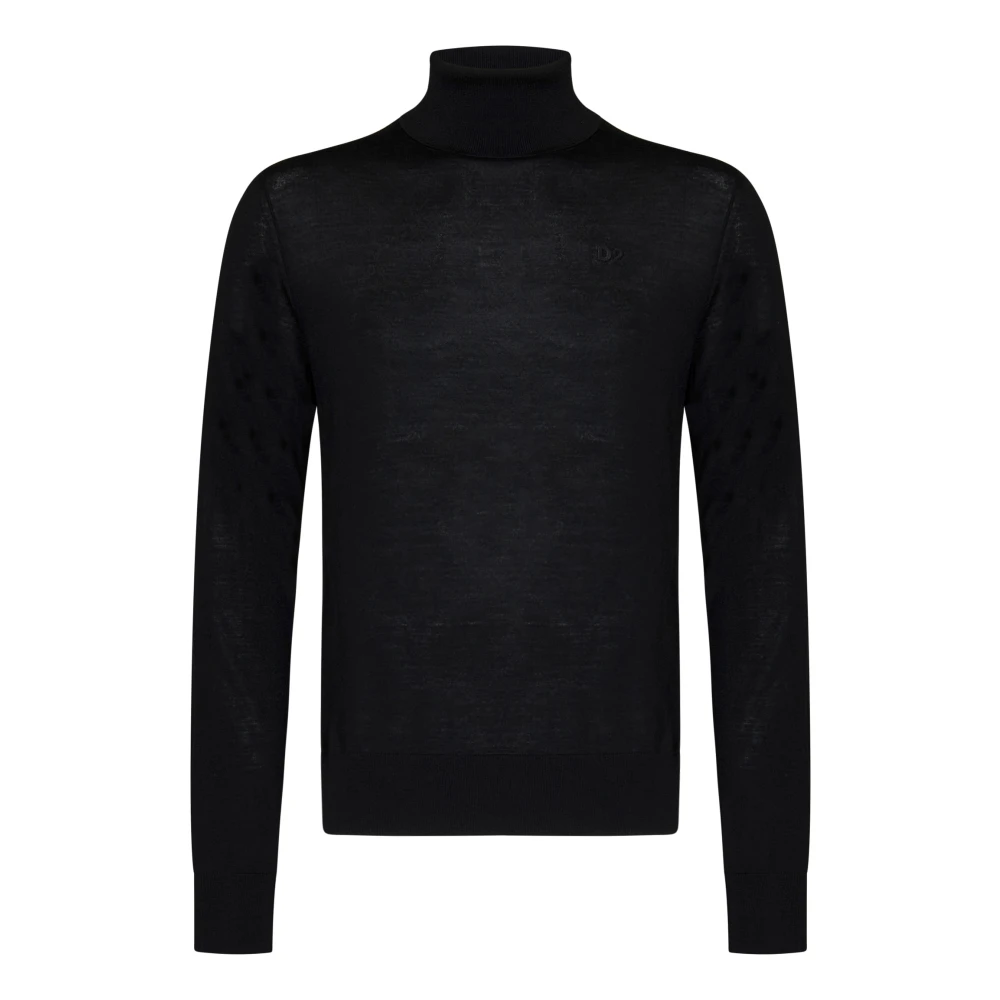 Dsquared2 Zwarte Coltrui Wollen Trui Mannen Black Heren