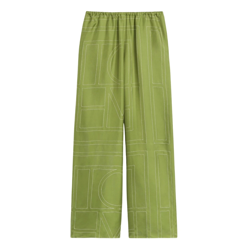 TotêMe Zijden Monogram PJ Broek Green Dames