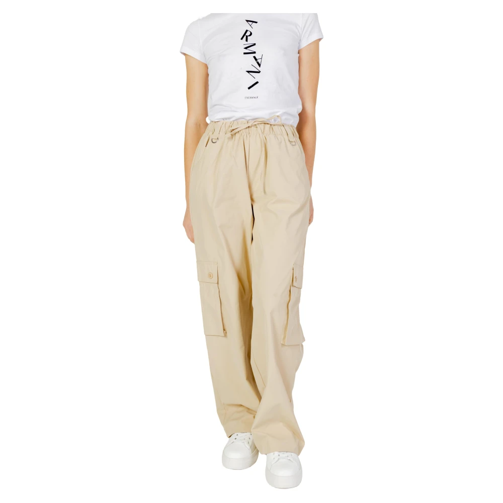 Only Beige Cargo Broek met Koordsluiting Beige Dames