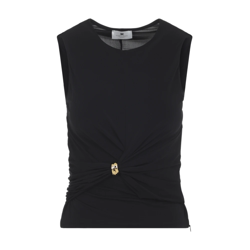 Elisabetta Franchi Women's Black Sleeveless Tops, M, Sleeveless Top