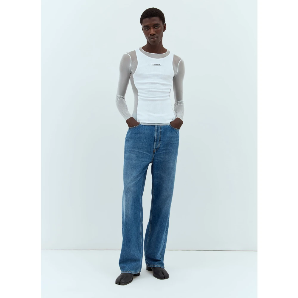 Jean Paul Gaultier Mesh Panel Top White Heren