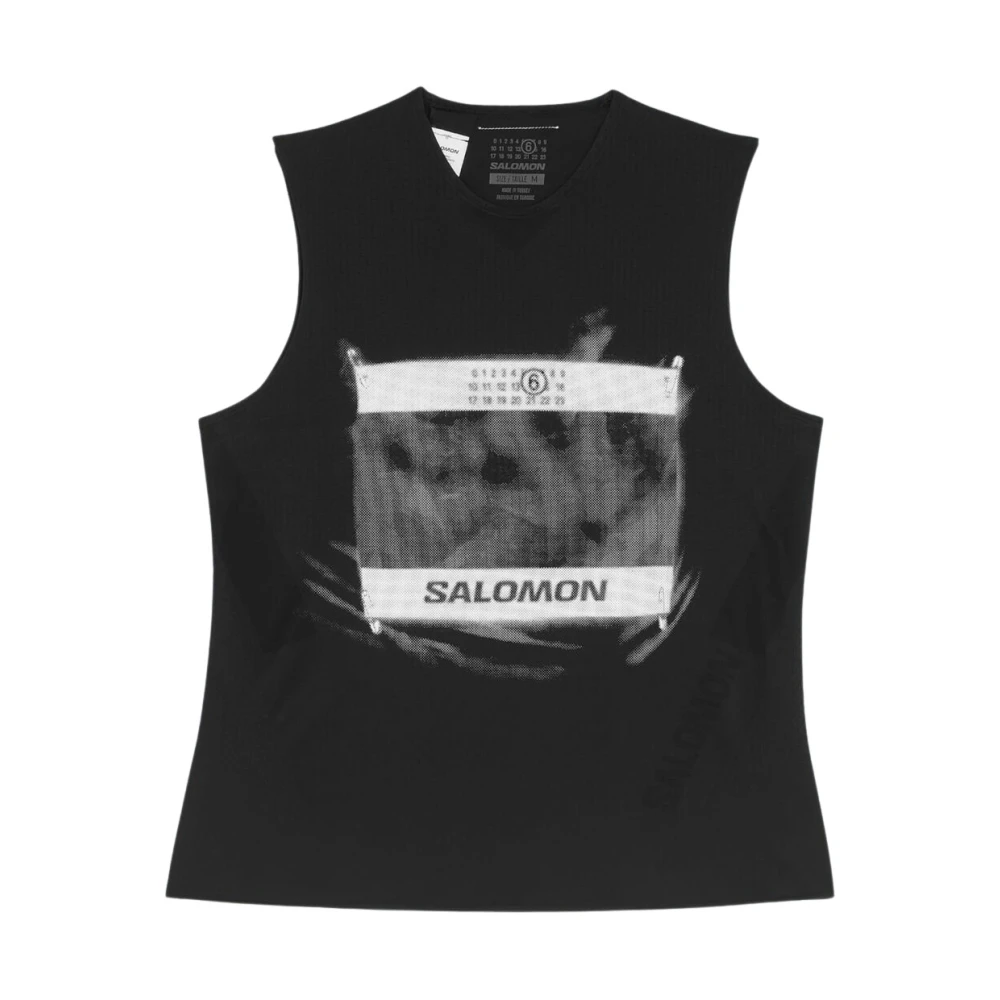 Mm6 Maison Margiela Women's Black Logo Motif Tank Top