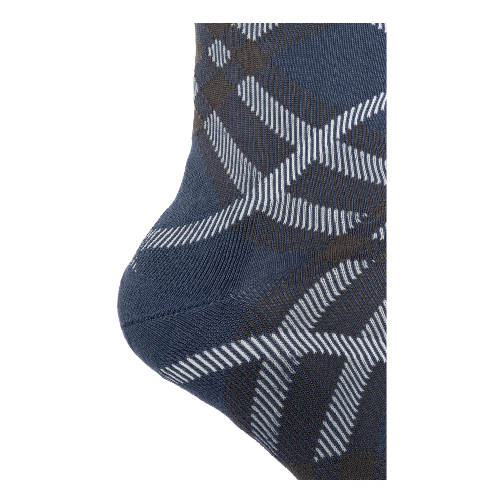 Burberry Geruite sokken Blue Heren