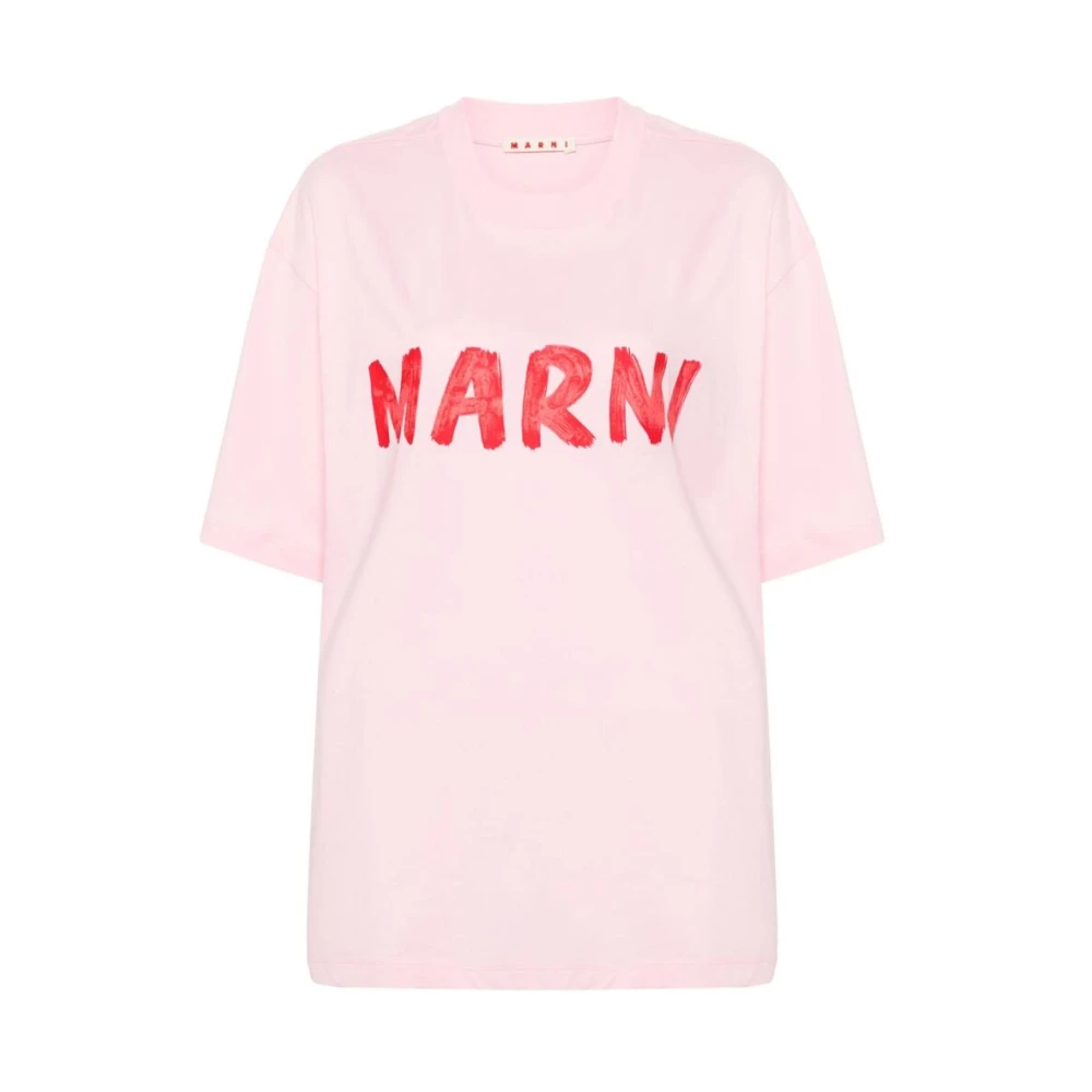 Marni Blush Pink Logo Print T-shirt Pink Dames