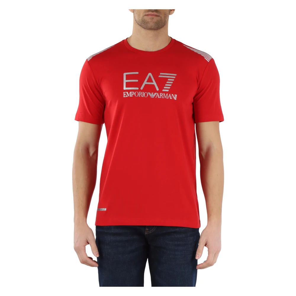 Emporio Armani EA7 Natuurlijke Ventus7 Katoenen T-Shirt Red Heren