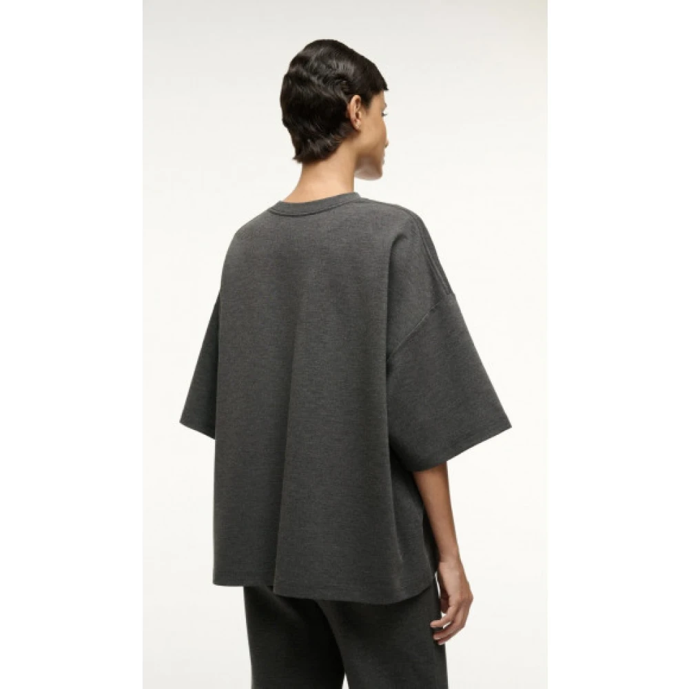 Staud Oversized Crewneck Ponte Capsule Top Gray Dames
