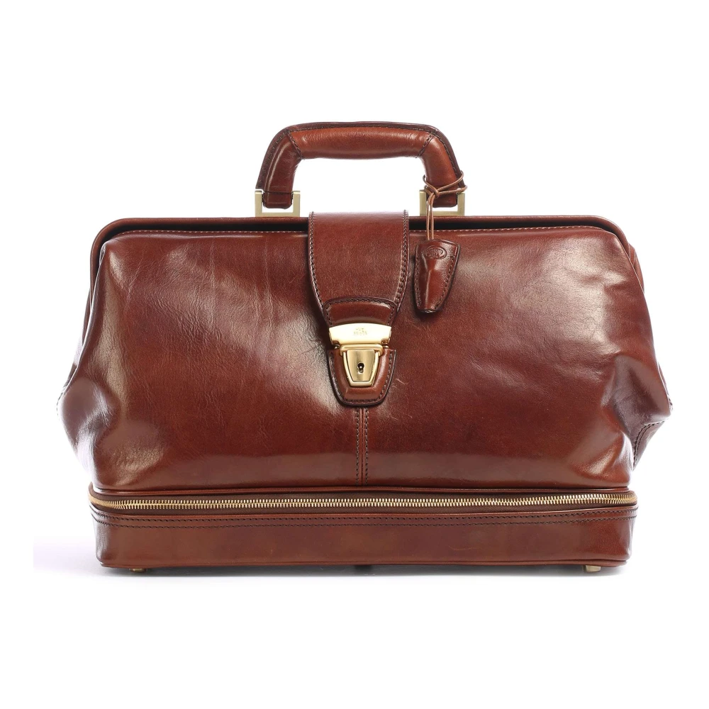 The Bridge Unisex Brown Leather Bag With Metal Details