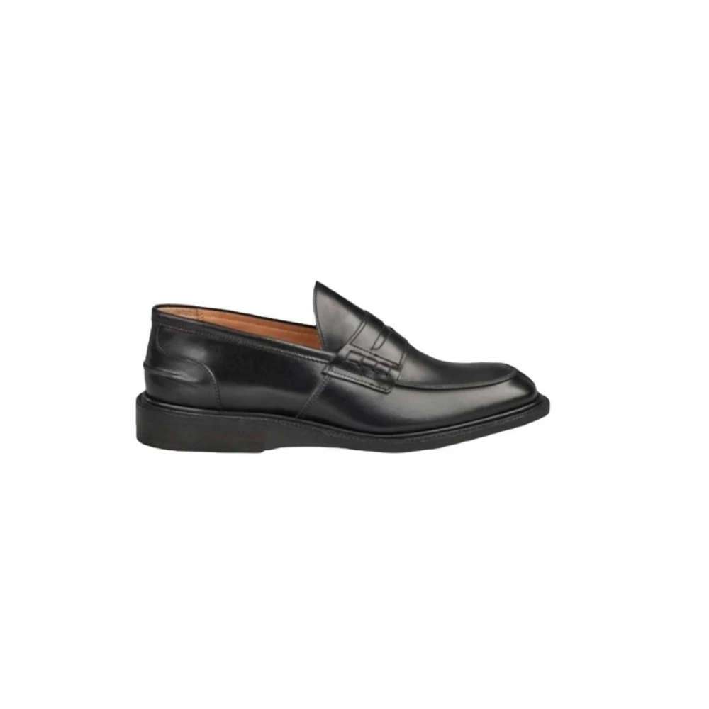 Tricker's Klassieke Penny Loafers in Zwart Leer Black Heren