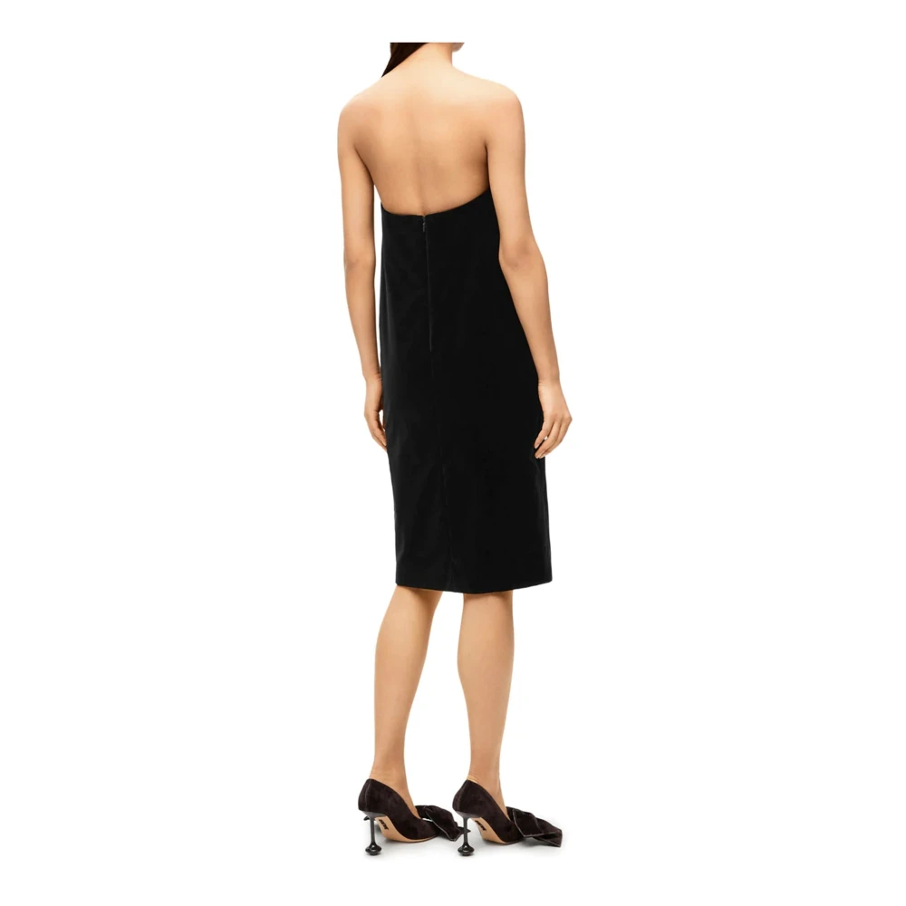 Loewe Velvet Bustier Jurk met Metallic Skelet Black Dames