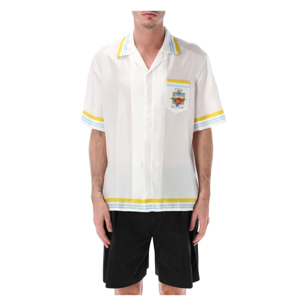 Casablanca Men's White Tennis Landscape S/S Shirt