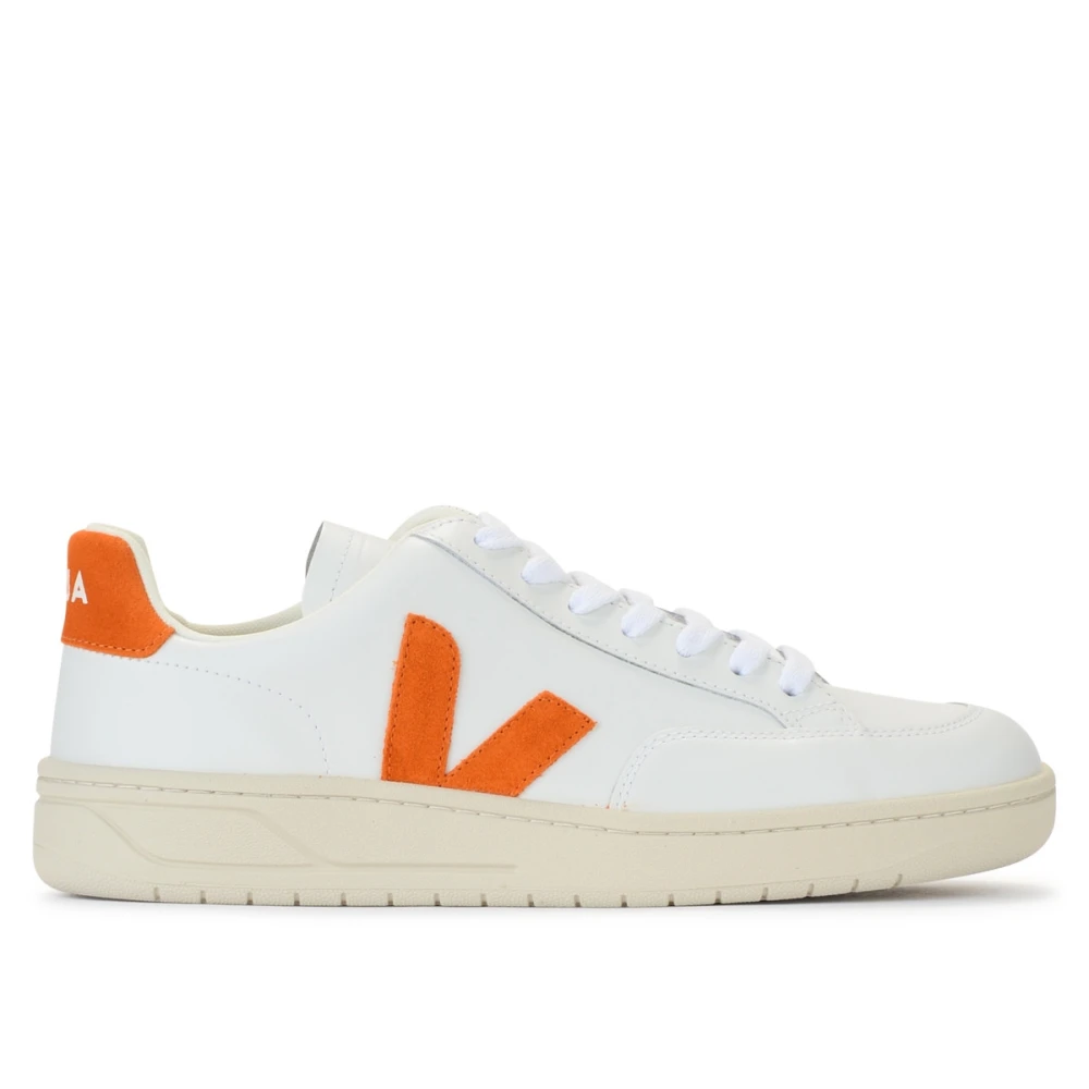 Veja Vit och Orange Läder Sneaker V-12 White, Herr