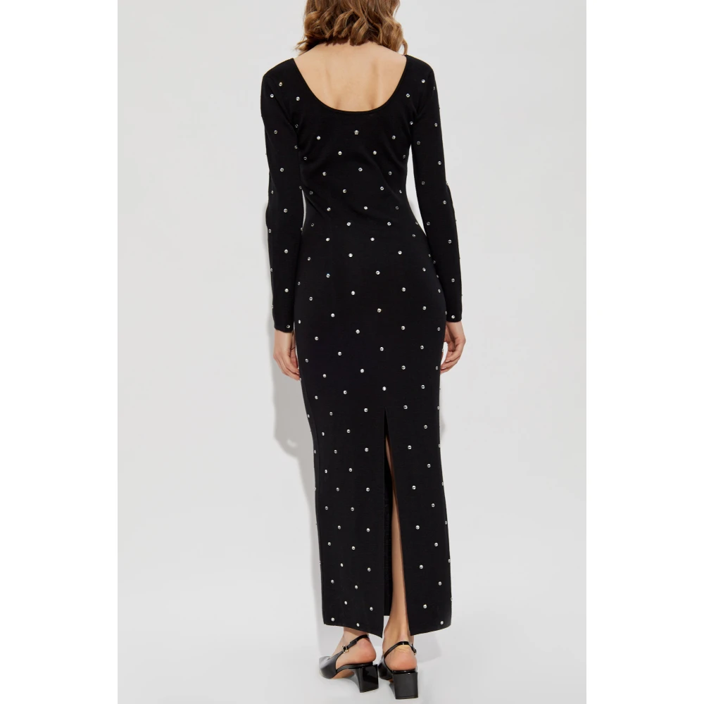 Versace Jurk met glinsterende applicaties Black Dames