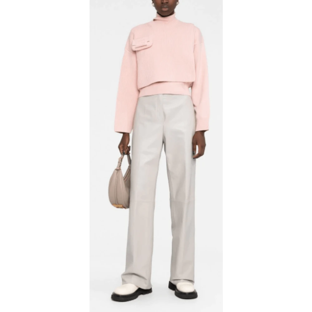 Fendi Blush Pink Ribgebreide Trui Pink Dames