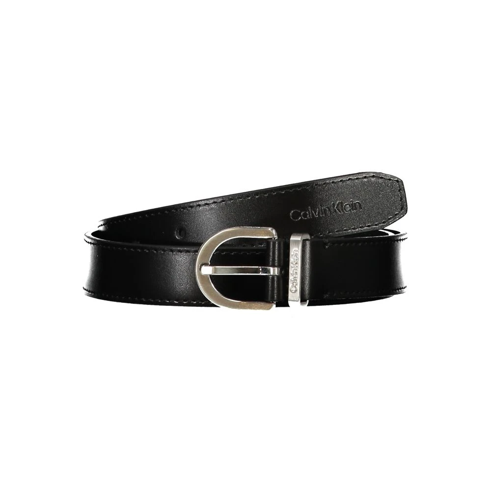 Calvin Klein Zwarte leren riem met metalen gesp Black Dames