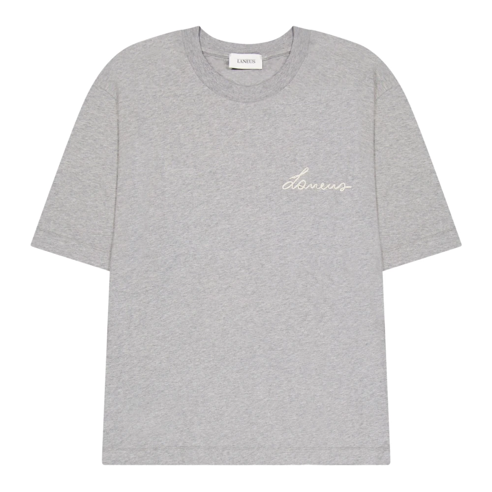 Laneus Boxy T-shirt met geborduurd logo Gray Unisex