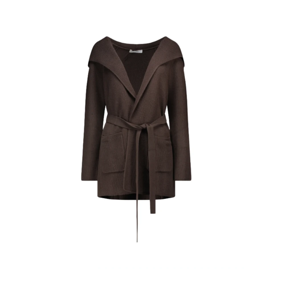 Max Mara Bruine Wollen Jas met Capuchon Brown Dames