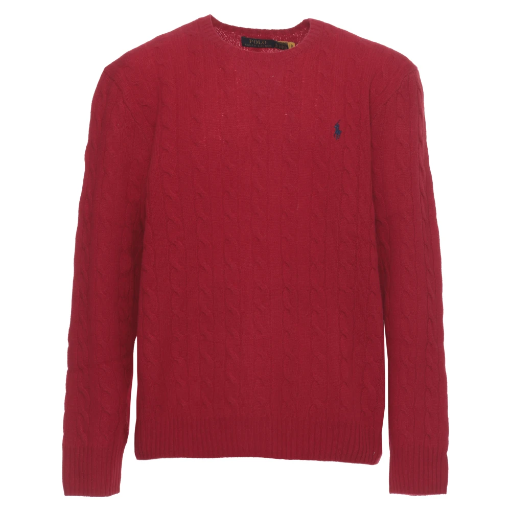 Ralph Lauren Röd Cable-Knit Ull-Kashmirtröja
