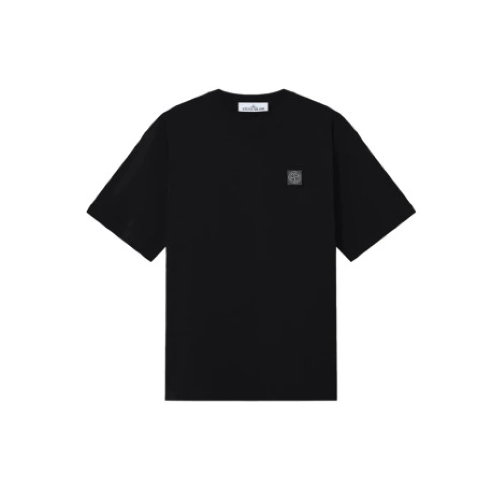 Stone Island , T-Shirts, Male, Black, L, Compass Patch T-Shirt