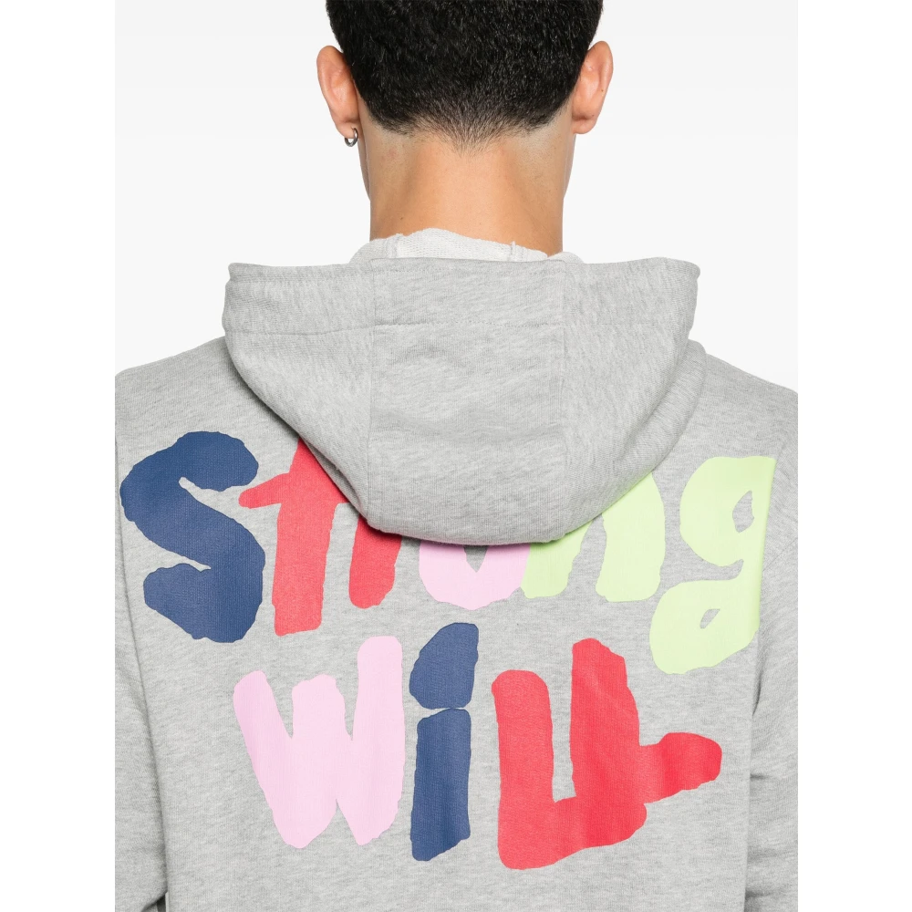 Comme des Garçons Slogan-Print Hoodie met Franse terry voering Gray Heren