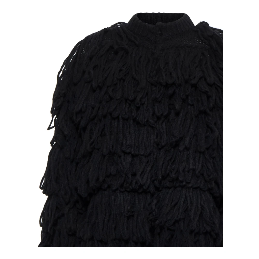 Roberto Collina Zwarte trui met bontdetail Black Dames