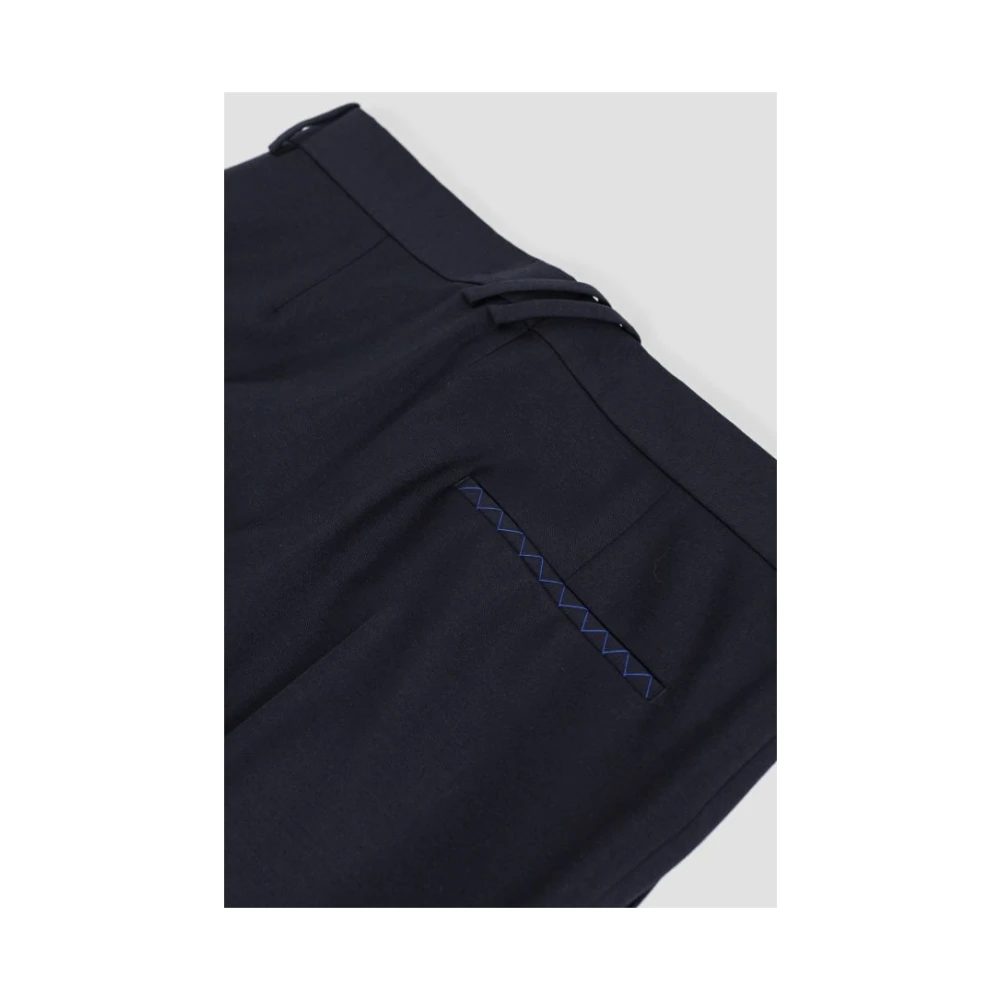 Burberry Navy Blue Wool Straight-Leg Pants Blue Heren