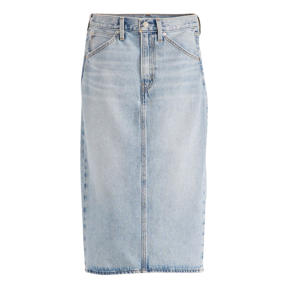 Levi's Women's Blue Denim Skirts, W24, Gonna Donna Hr Back Slit Skirt Riveting