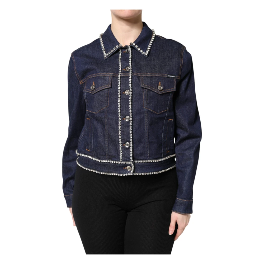 Dolce & Gabbana Women's Blue Crystal Embellished Denim Jacket