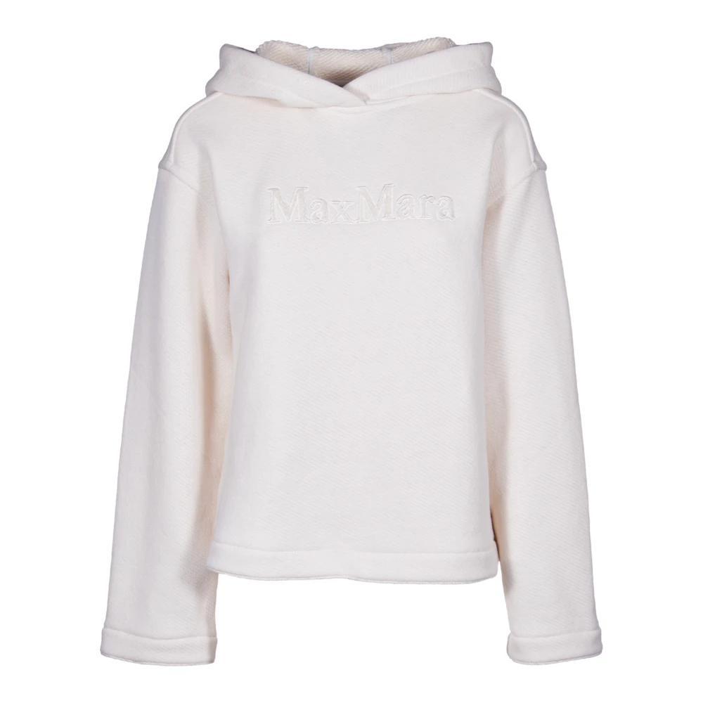 Max Mara Witte Korte Hoodie met Capuchon White Dames