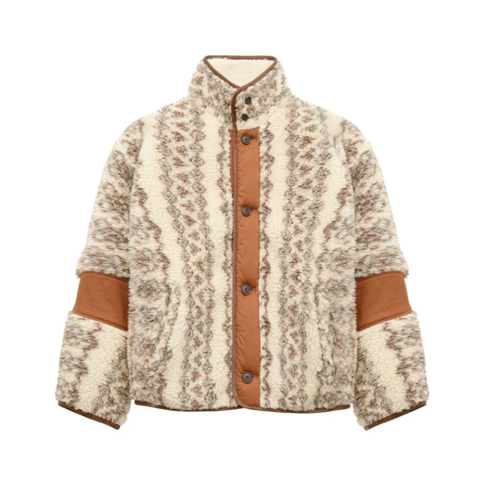 Isabel Marant Shearling Stickad Hög Hals Kappa Multicolor, Herr