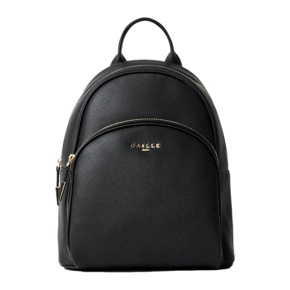 Gaëlle Paris Zwarte Saffiano Logo Rugzak Black Dames