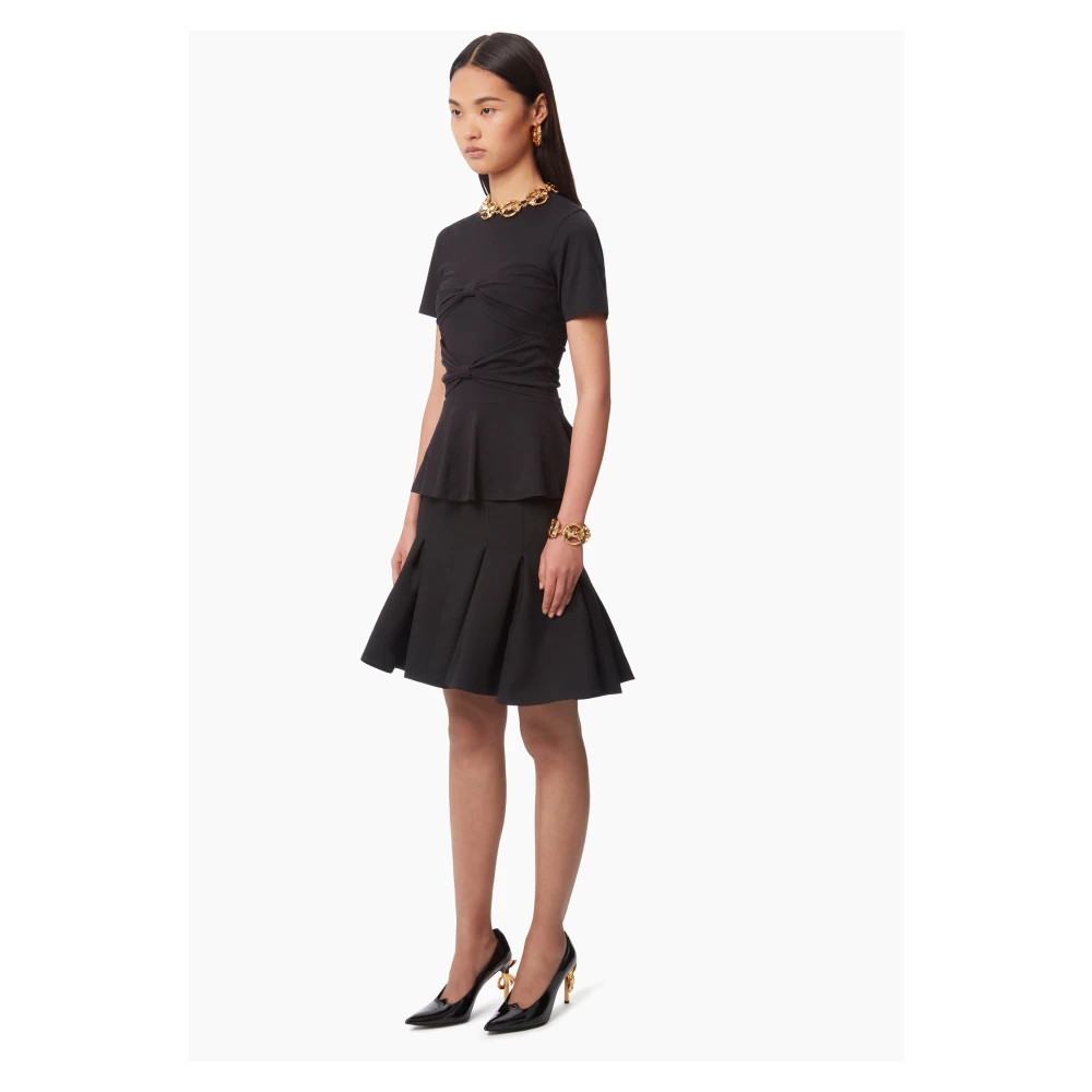 Nina Ricci Zwarte Peplum T-shirt met Strikdetail Black Dames