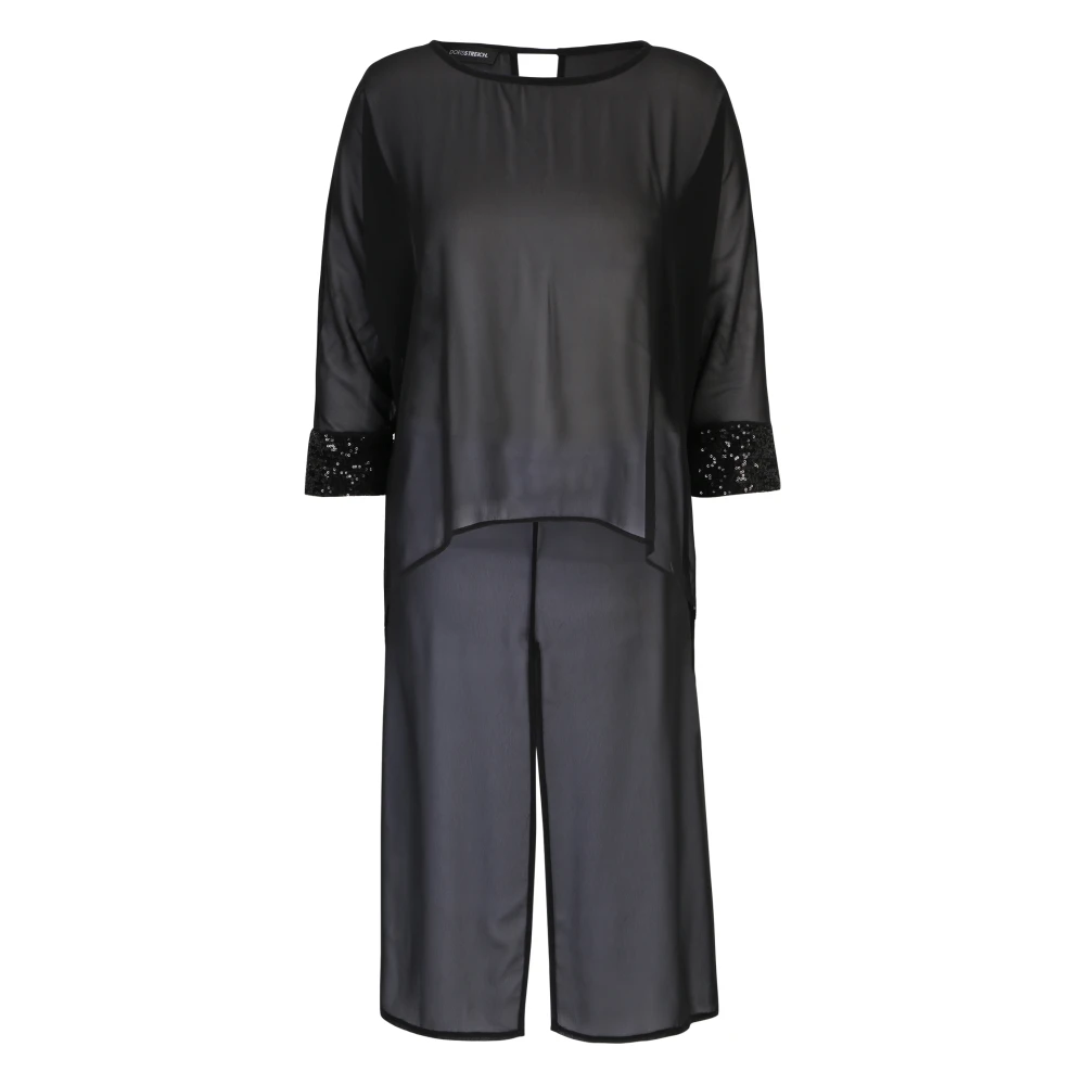 Doris S Elegante Chiffon Blouse met High-Low Stijl Black Dames