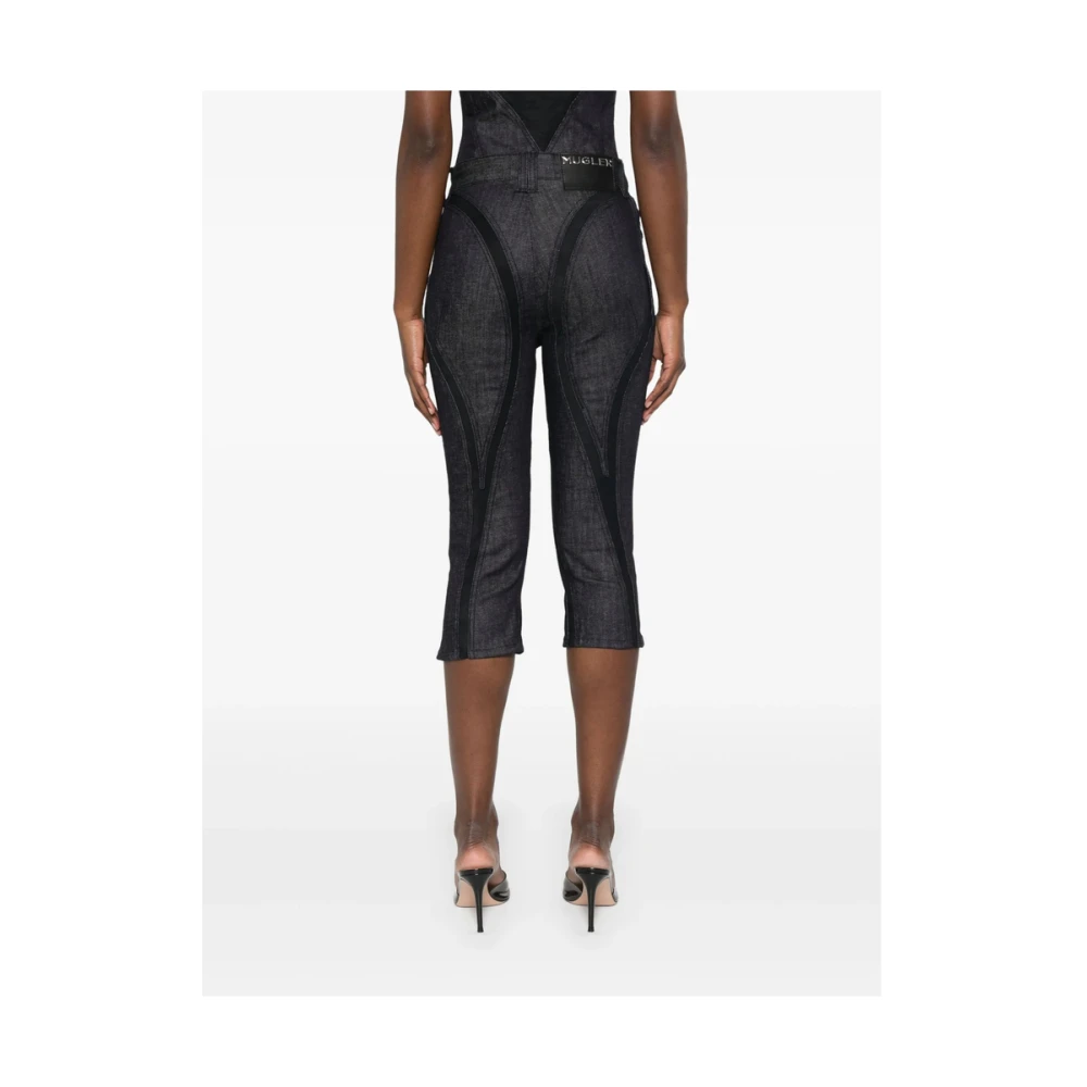 Mugler Zwarte Jeans met Logo Patch Black Dames
