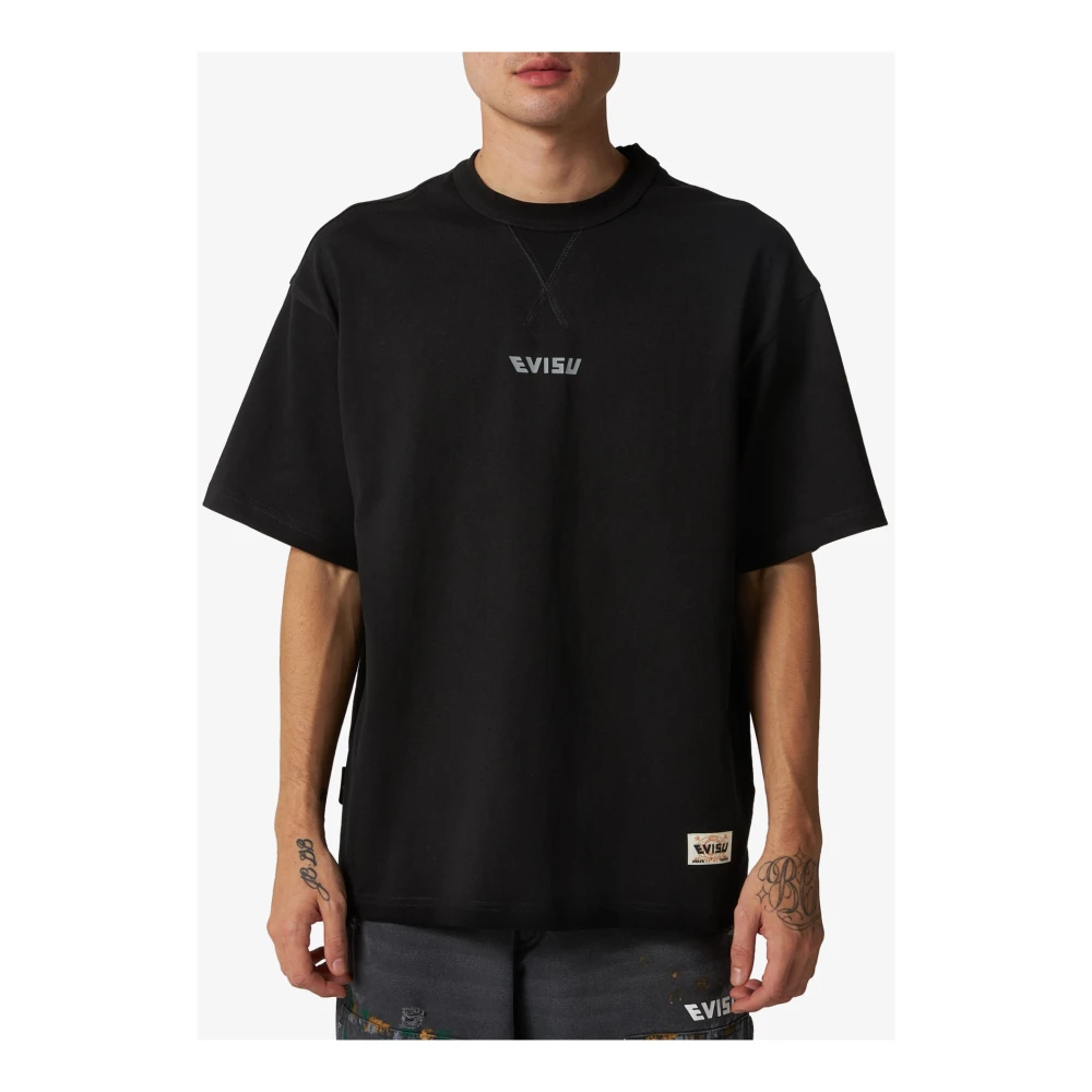 Evisu Zwart Katoen Regular Fit T-Shirt Black Heren