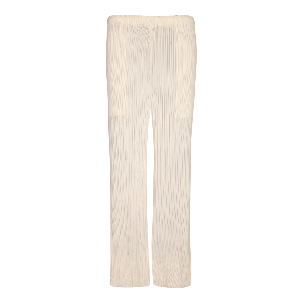 Issey Miyake Women's White Straight Trousers, M, Hatching Pleats Trousers