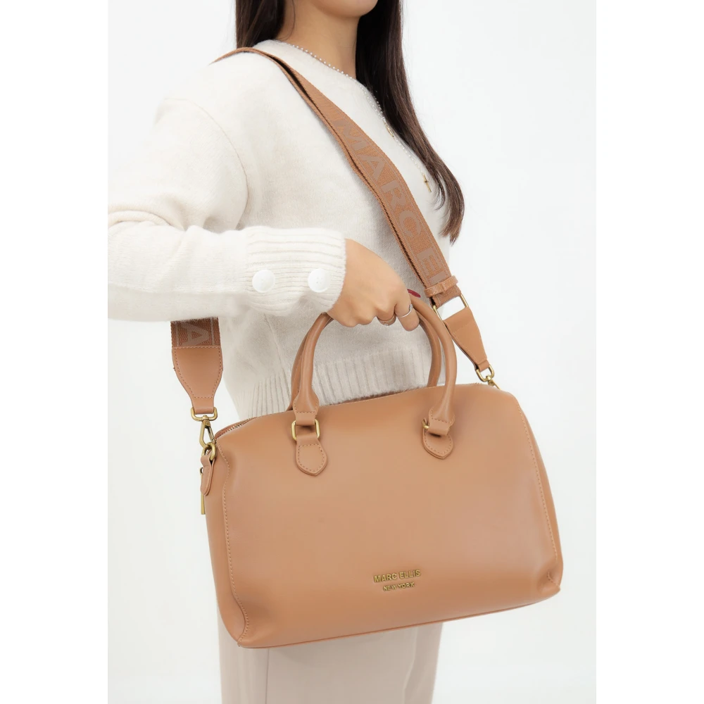 Marc Ellis Bruine minimalistische schoudertas met gouden details Brown Dames