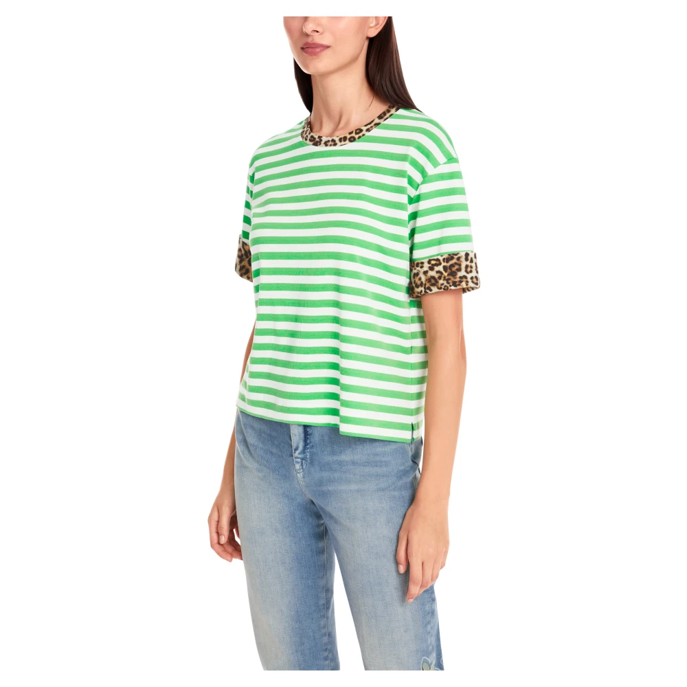 Marc Cain Gestreept T-shirt met 3 4-mouw Green Dames