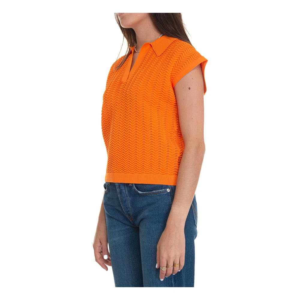 Suncoo Mouwloos poloshirt met V-hals Orange Dames