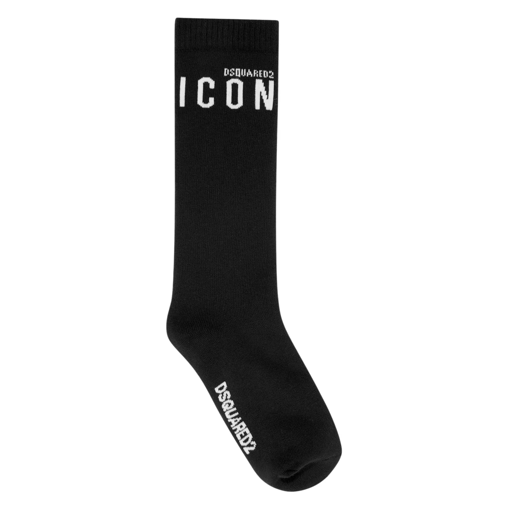 Dsquared2 Unisex Kids Black Kids Socks, 10 Y, Icon Logo Kids Socks In