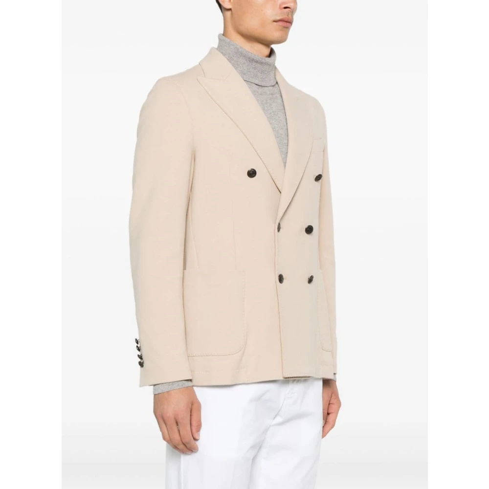 Circolo 1901 Beige Dubbelrijige Gevilte Jas Beige Heren