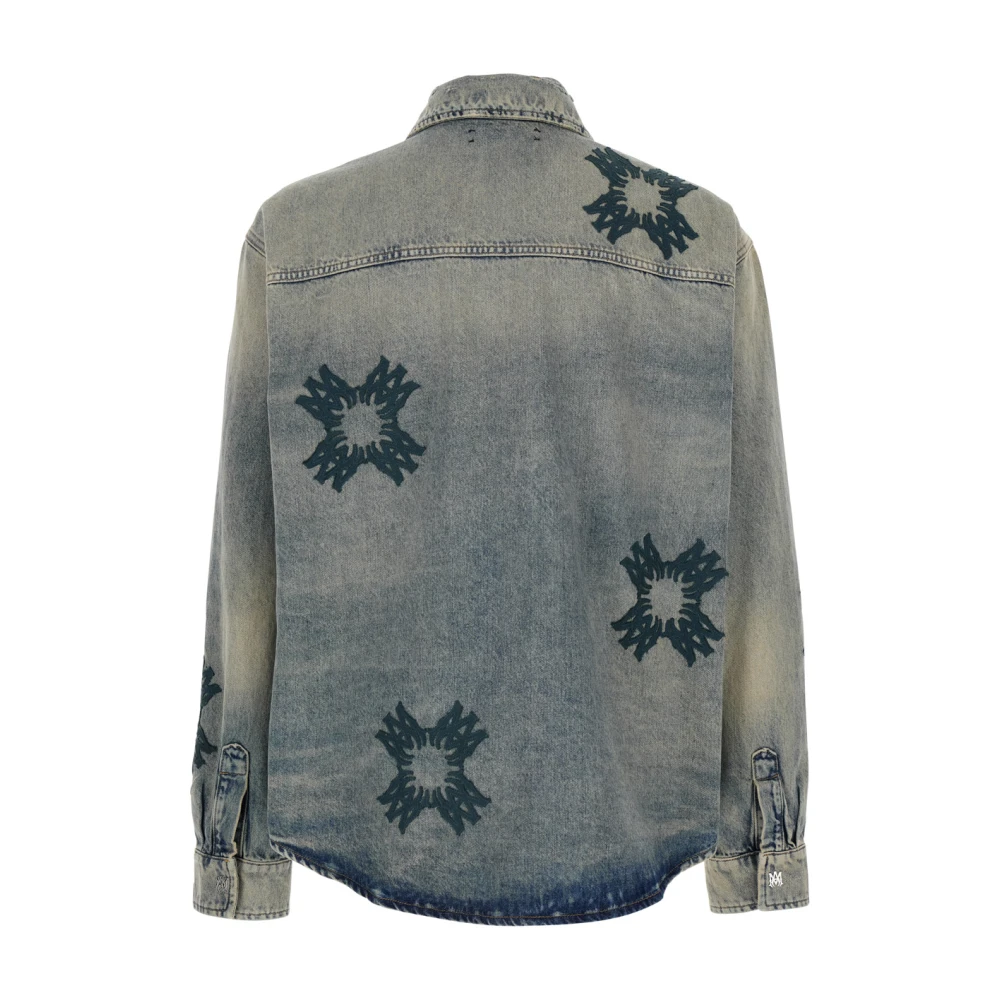 Amiri Blauw Denim Shirt met MA-Quad Prints Blue Heren