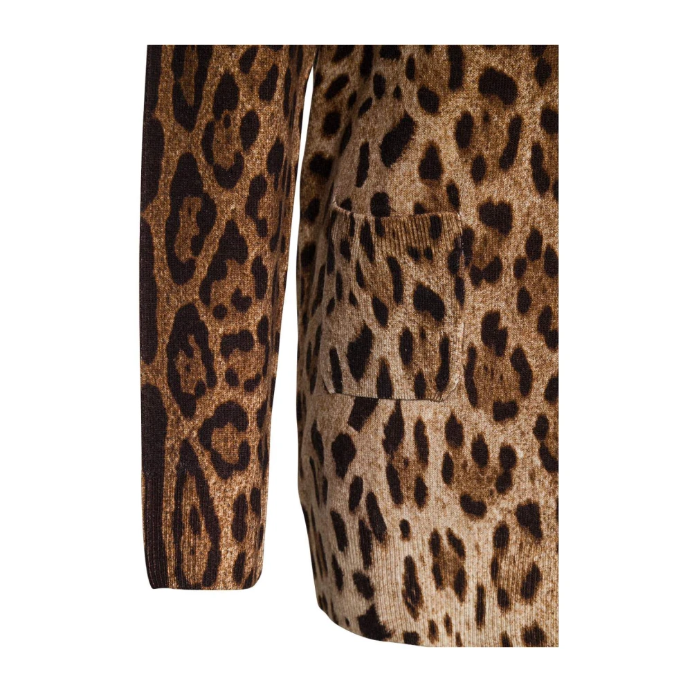 Dolce & Gabbana Animalier Cashmere Cardigan Brown Dames
