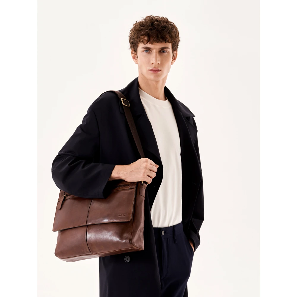 Kazar Elegante Leren Messenger Tas Urban Stijl Brown Heren