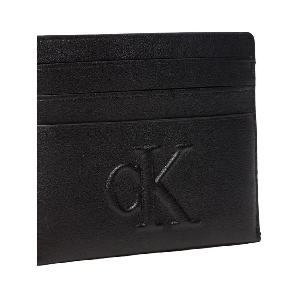 Calvin Klein Jeans Zwarte Monogram Kaarthouder Portemonnee Black Dames
