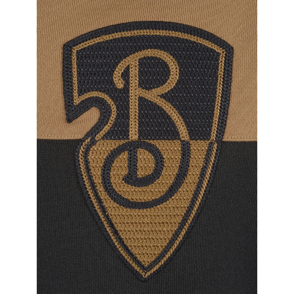 Burberry Zwarte Gebreide Hoodie met B Shield Black Heren