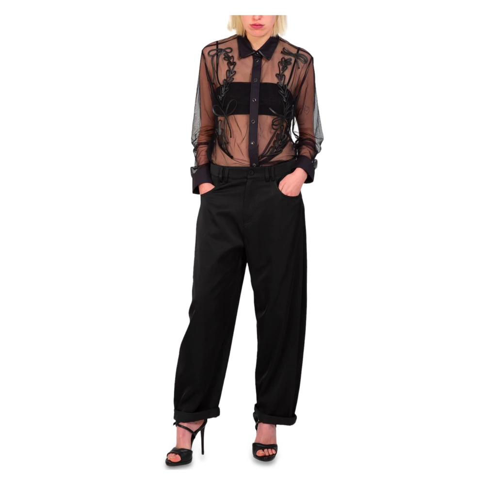 pinko Satijnen broek in Pollock-stijl Black Dames