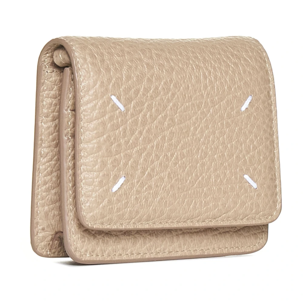 Maison Margiela Portemonnee van generfd leer met kettingriem Beige Dames