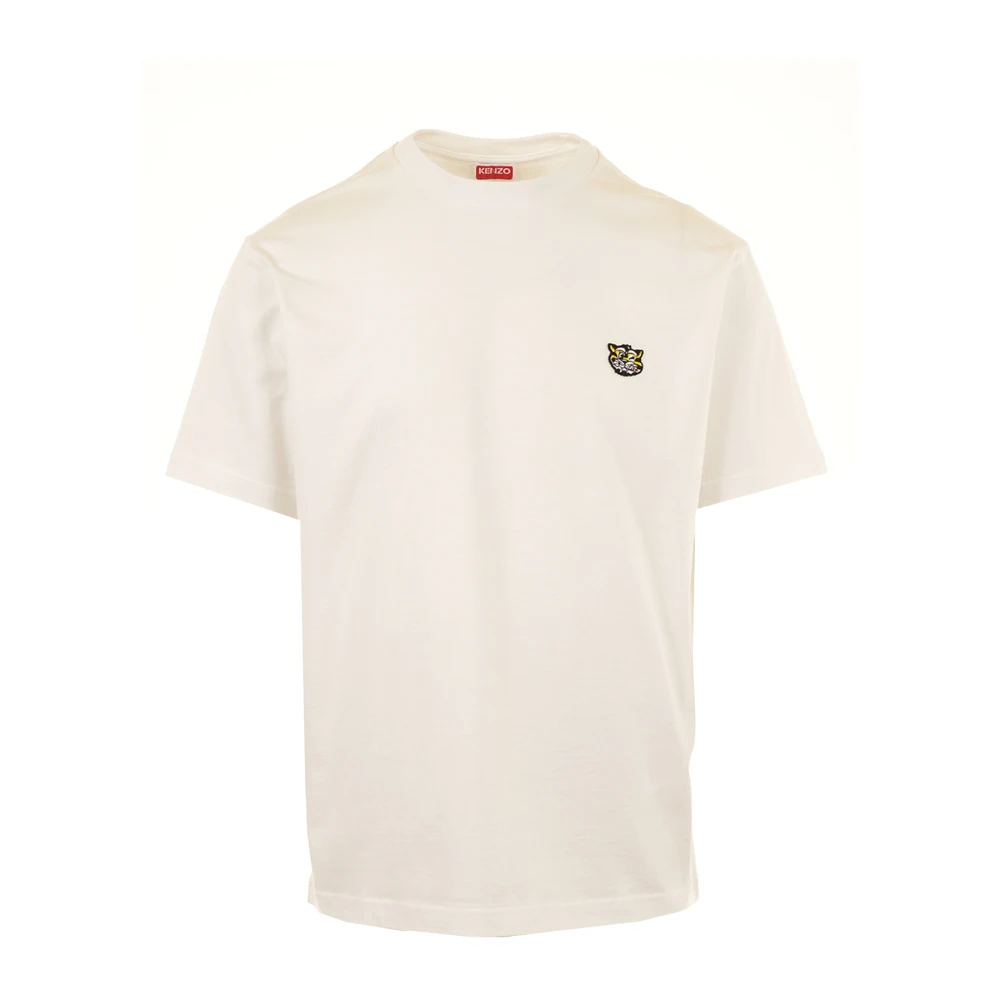 Kenzo Herr Vit Toppar L, Bomull, Wild Tiger Broderad T-Shirt